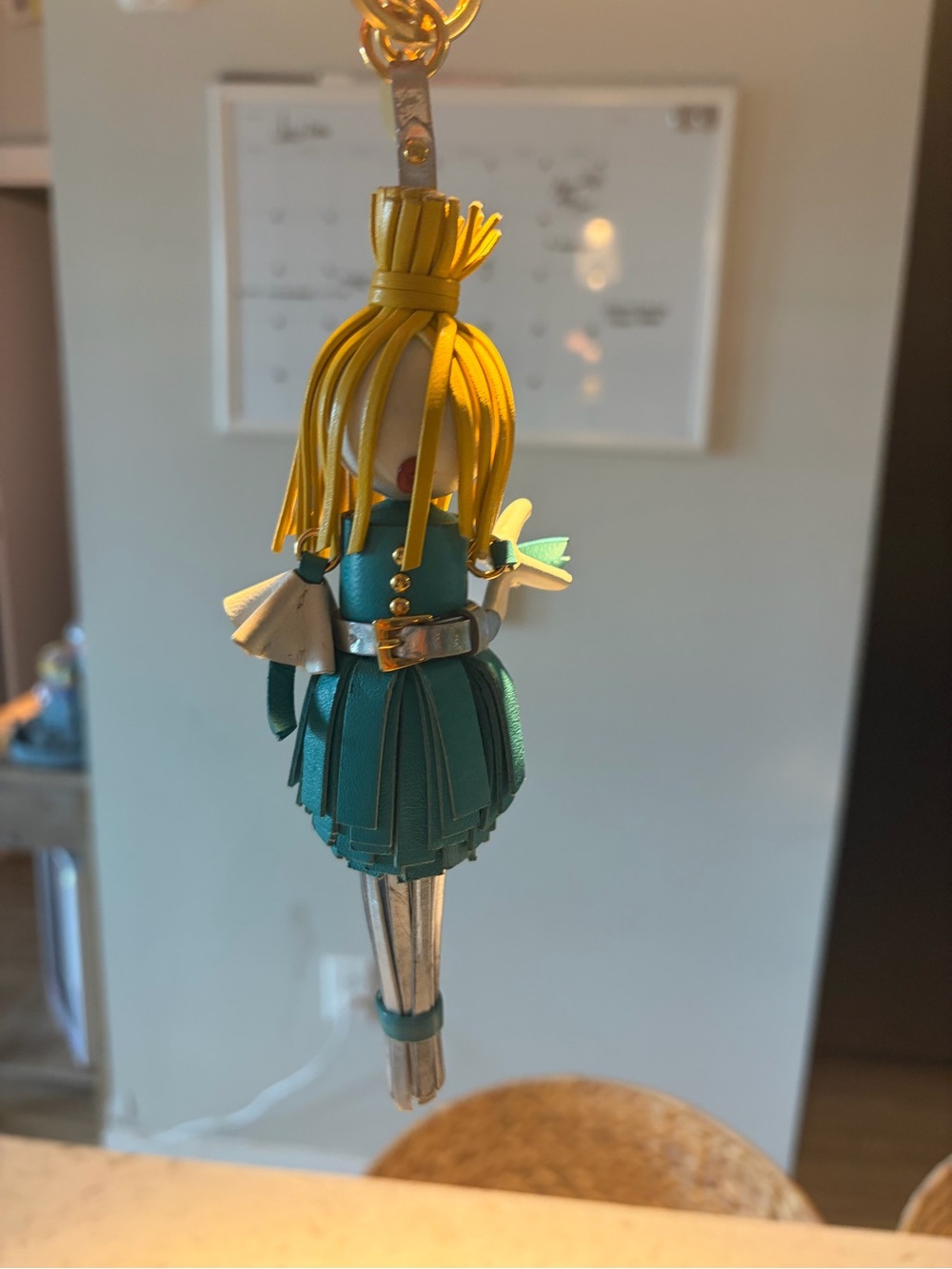 Prada Yellow and Teal Leather Doll Keychain